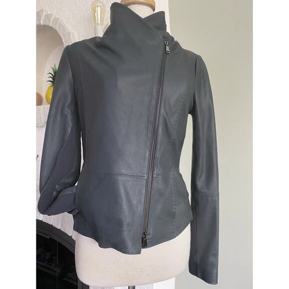 Vince Grey Leather Jacket - Picture 5 of 14